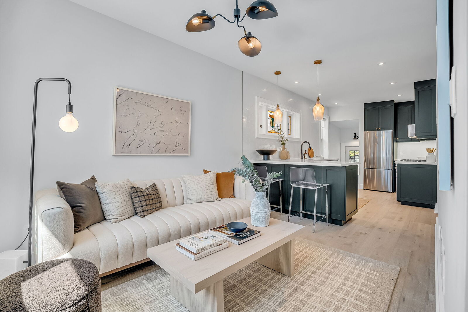 Renovated open-concept living space at 129 Harding Blvd
